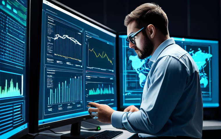 A professional male cybersecurity analyst in a modest business casual shirt and trousers, meticulously examining complex holographic data visualizations and code on multiple screens, representing a digital system health check. He holds a magnifying glass over a glowing interface, symbolizing the search for hidden vulnerabilities. The environment is a clean, modern, secure data center with subtle network diagrams in the background. Full body shot, focused, analytical expression, perfect anatomy, correct proportions, natural pose, well-formed hands, proper finger count, natural body proportions. High-resolution professional photography, cinematic lighting, digital art, safe for work, appropriate content, fully clothed, professional, family-friendly.